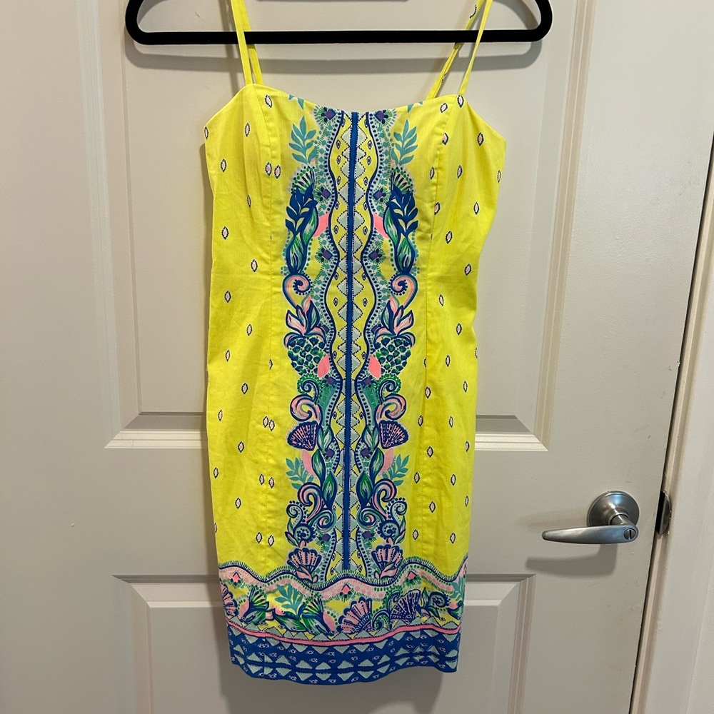 Rare Lilly Pulitzer Yellow and Blue Spaghetti Strap Sundress. Stunning on!!